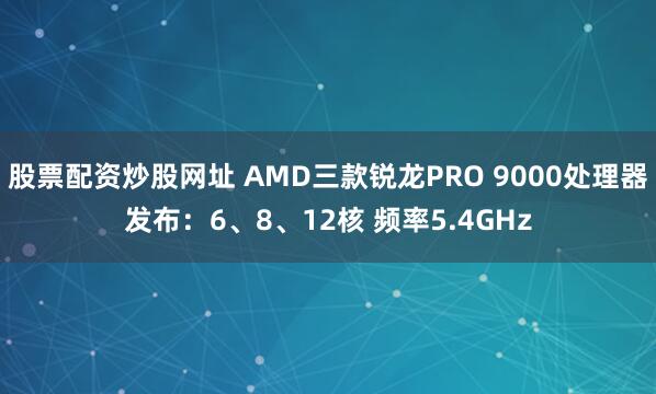 股票配资炒股网址 AMD三款锐龙PRO 9000处理器发布：6、8、12核 频率5.4GHz