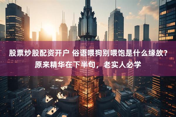 股票炒股配资开户 俗语喂狗别喂饱是什么缘故？原来精华在下半句，老实人必学